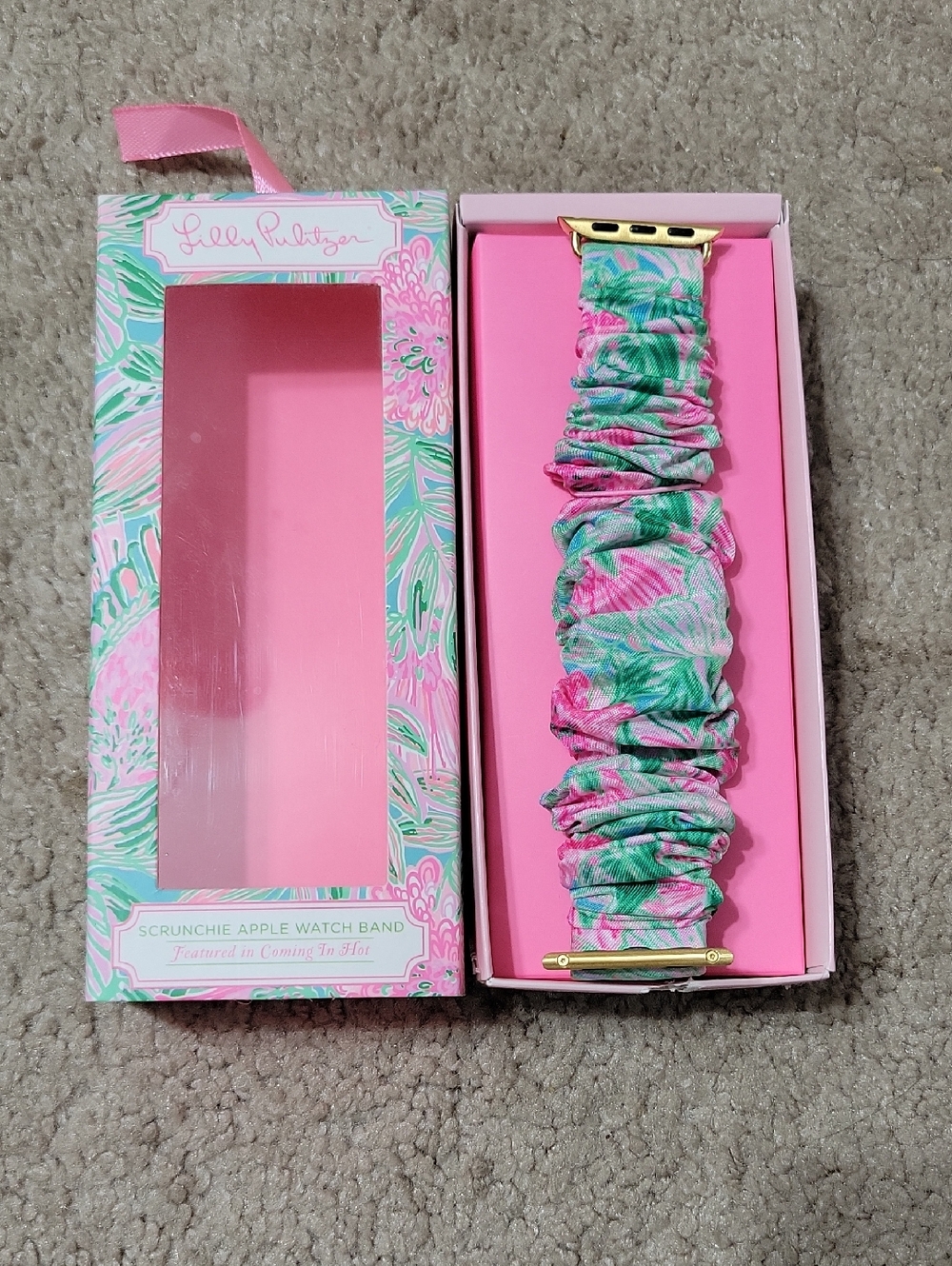 Lilly Pulitzer Pink & Green Floral Scrunchie Apple Watch Band